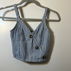 HOLLISTER BLUE WHITE AND BLACK STRIPED TANK TOP SIZE XS